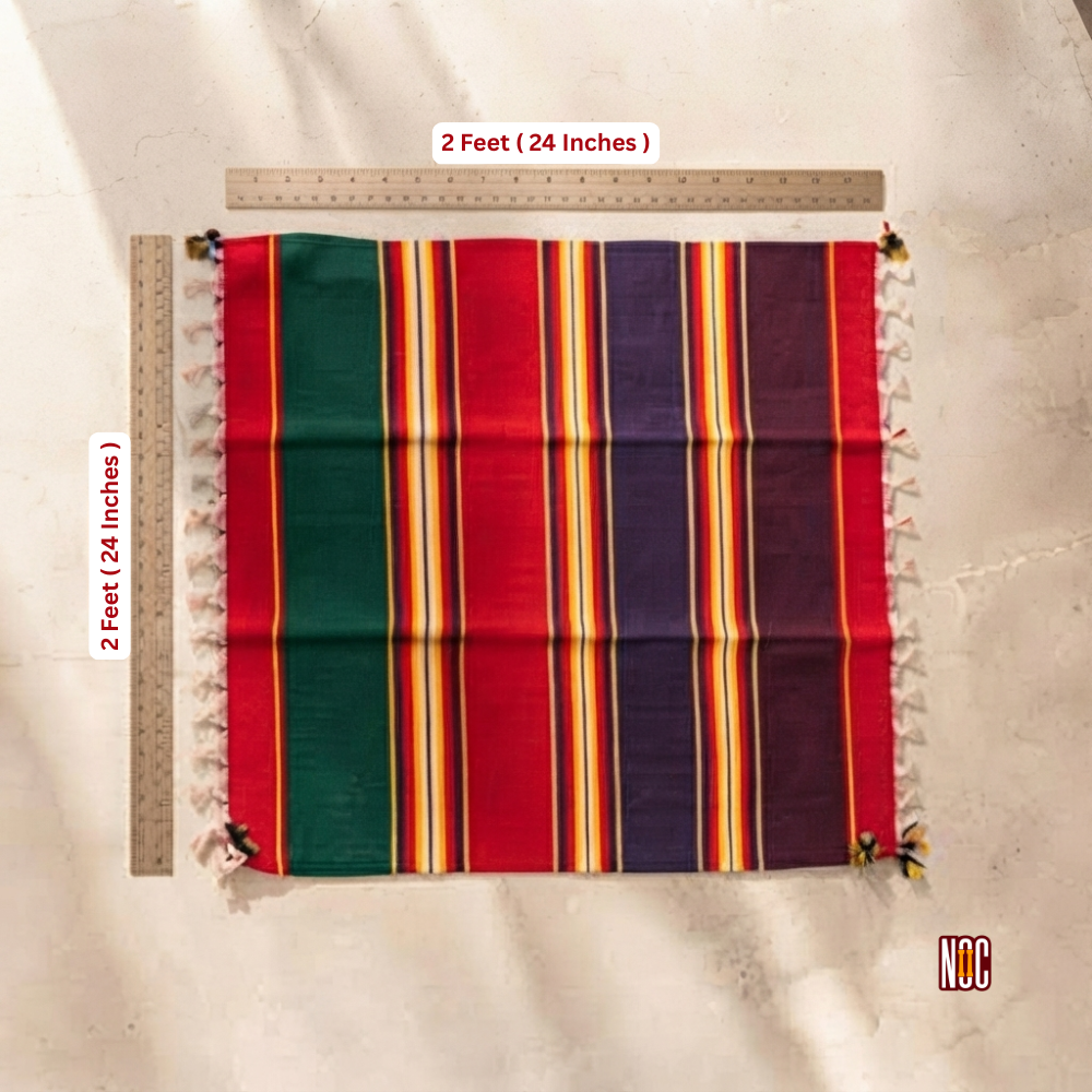 Mini Jamakkalam Thadukku Bhavani | 24" x 24" Handwoven Cotton Mat